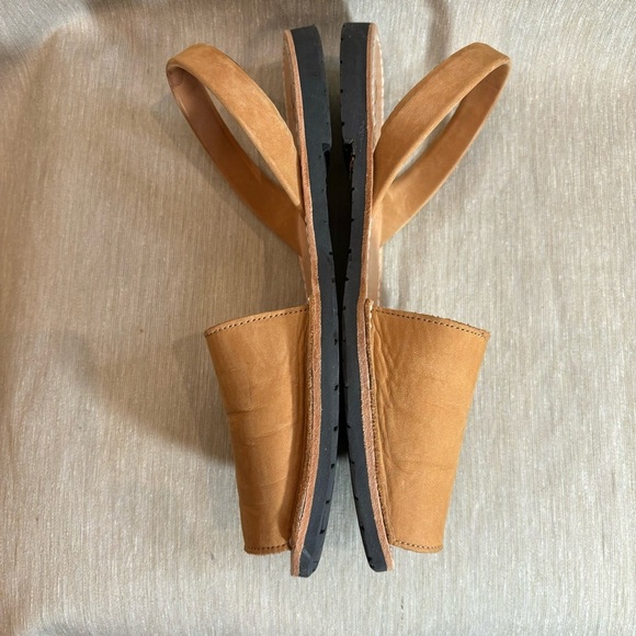 SOLILLAS Sz 41 Leather Avarca Menorca Slip On Slides Flats Tan Peep Toe Sandals - Picture 10 of 12